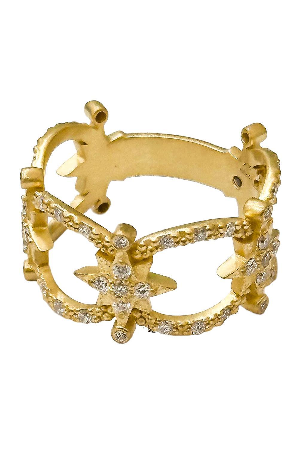 Diamond Star Link Ring-YELLOW GOLD-7-JEWELRYFINE JEWELRING-COOMI