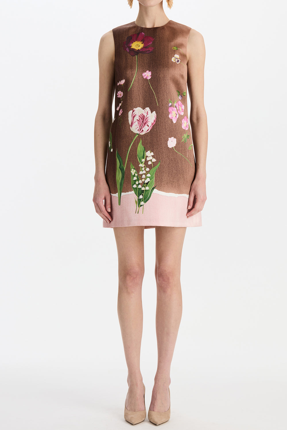 Mixed Botanical Sleeveless Short Dress