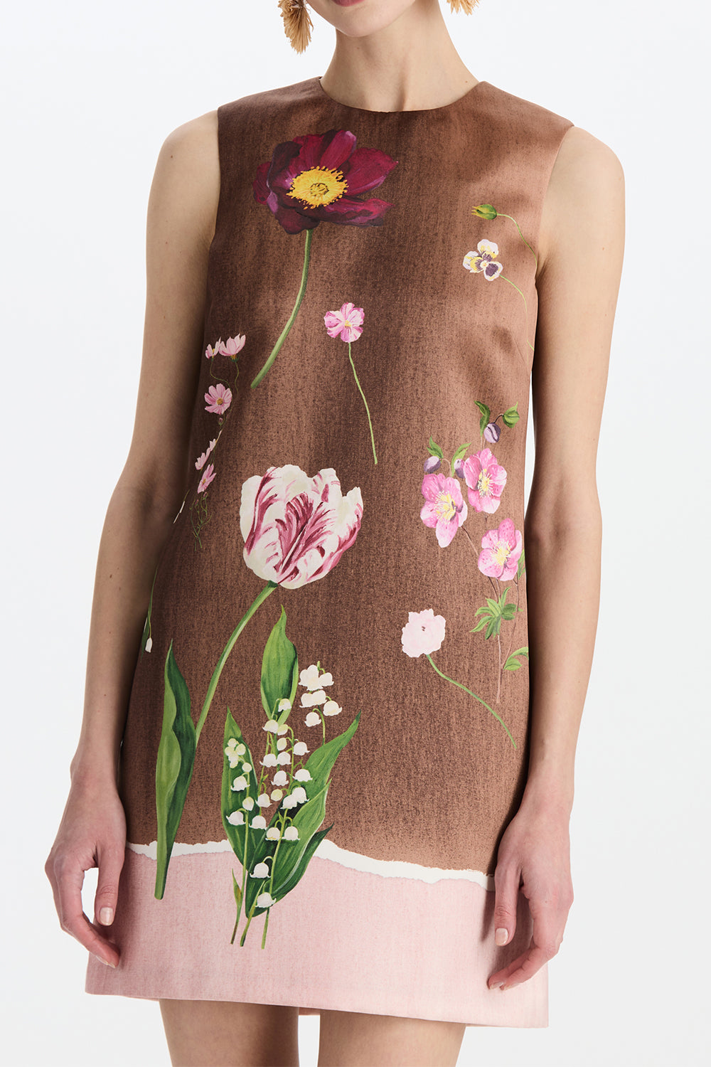 Mixed Botanical Sleeveless Short Dress