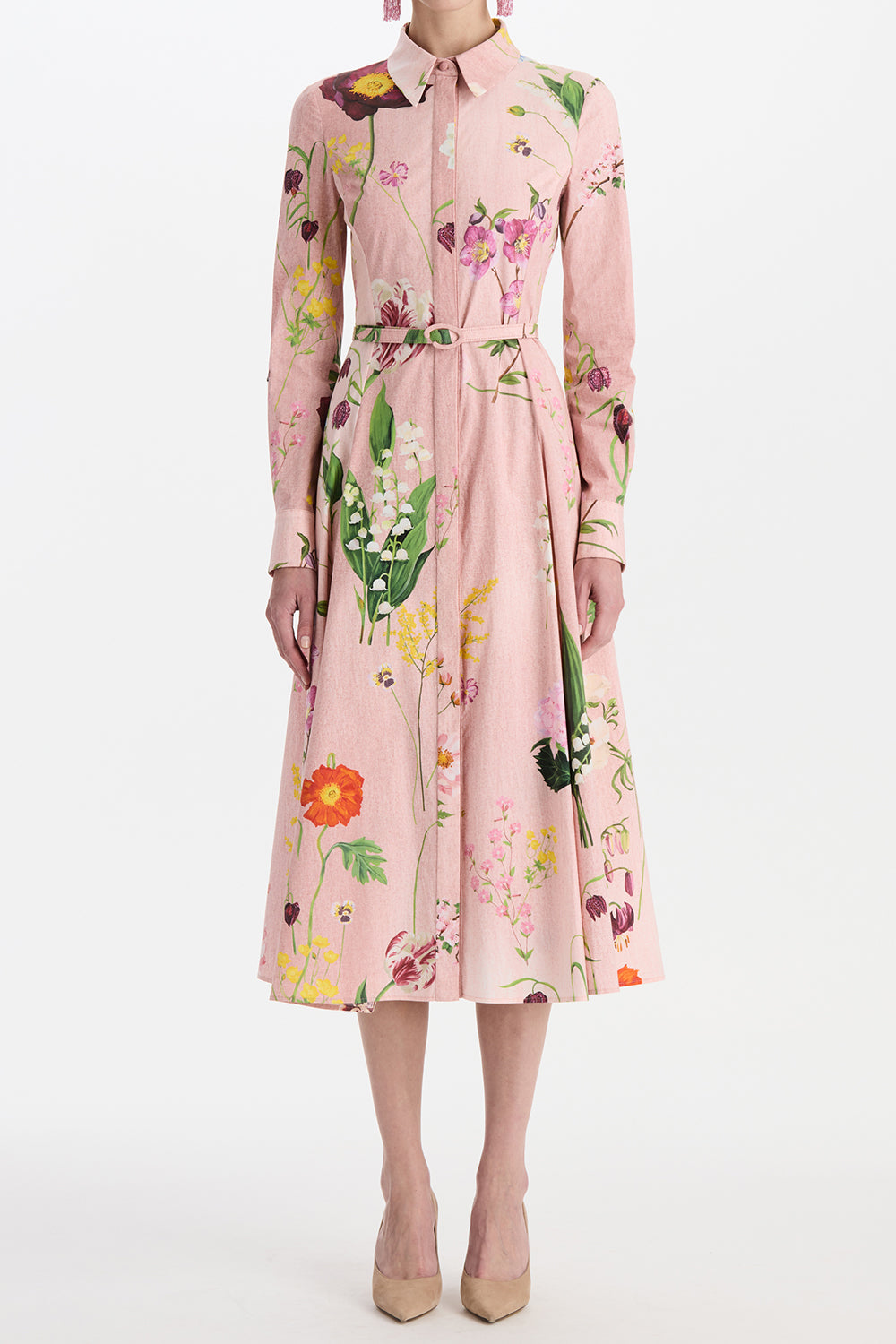 Botanical Collar Button Shirt Dress