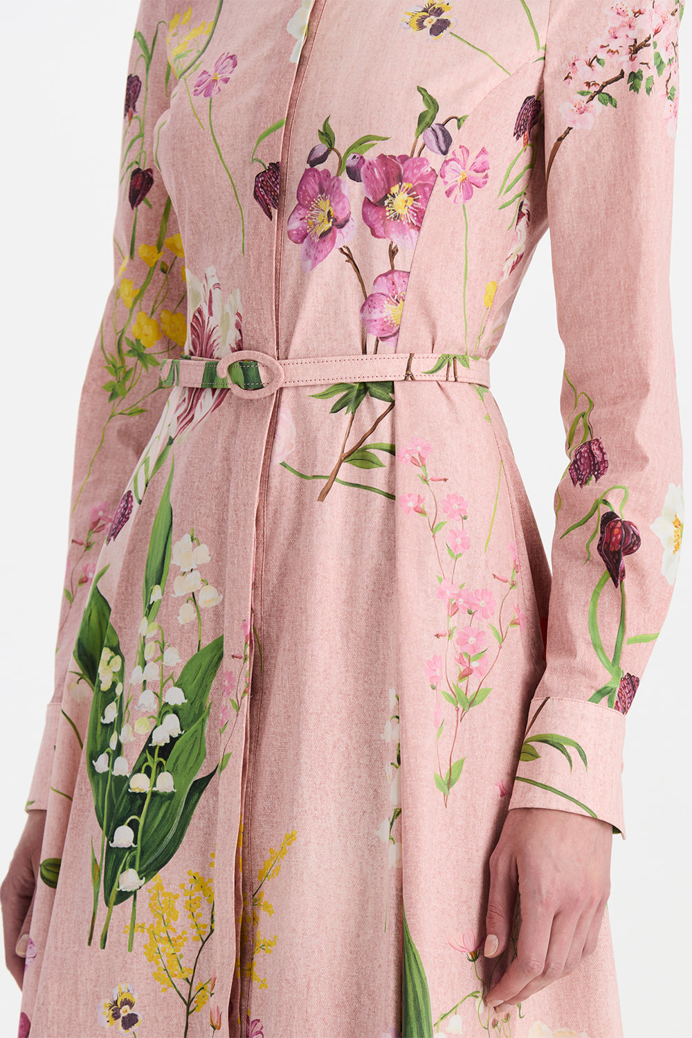 Botanical Collar Button Shirt Dress