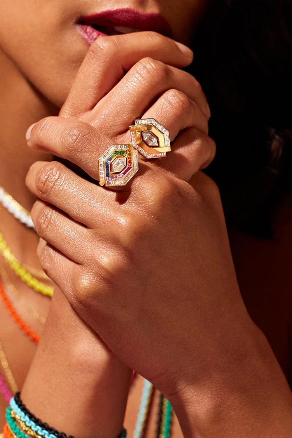 Diamond Rainbow Sapphire Entwined Ring-YELLOW GOLD-6.25-JEWELRYFINE JEWELRING-ROBINSON PELHAM