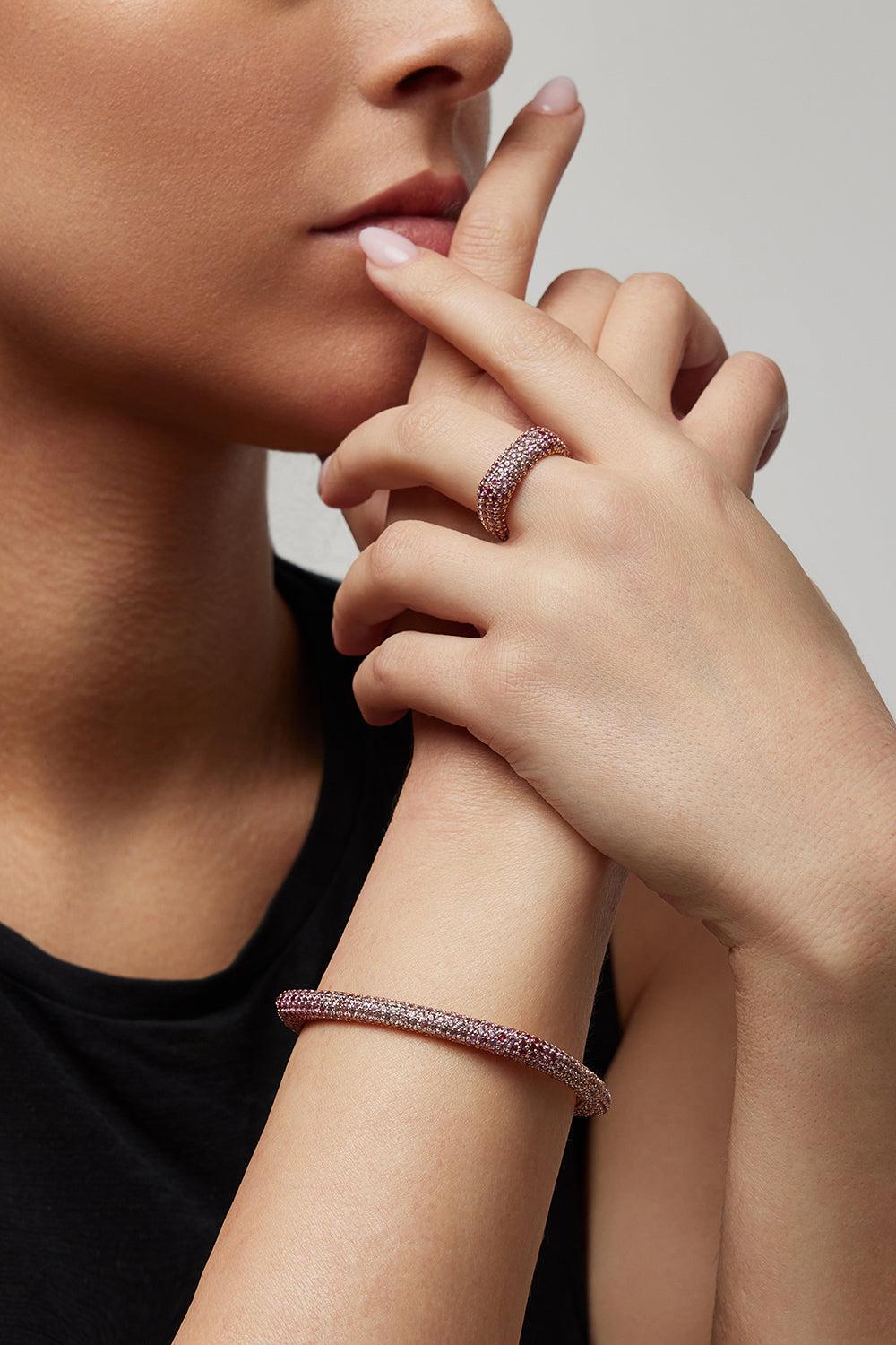 Pink Sapphire Ghost Bracelet-ROSE GOLD-16-JEWELRYFINE JEWELBRACELET O-FULLORD