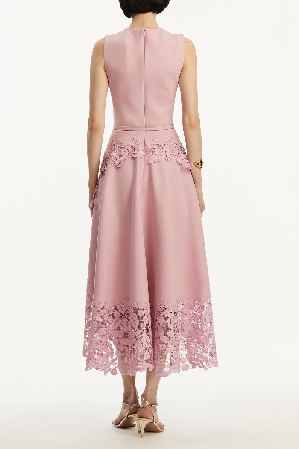 Cherry Guipure Dress-PINK-4-CLOTHINGDRESSCOCKTAIL-OSCAR DE LA RENTA