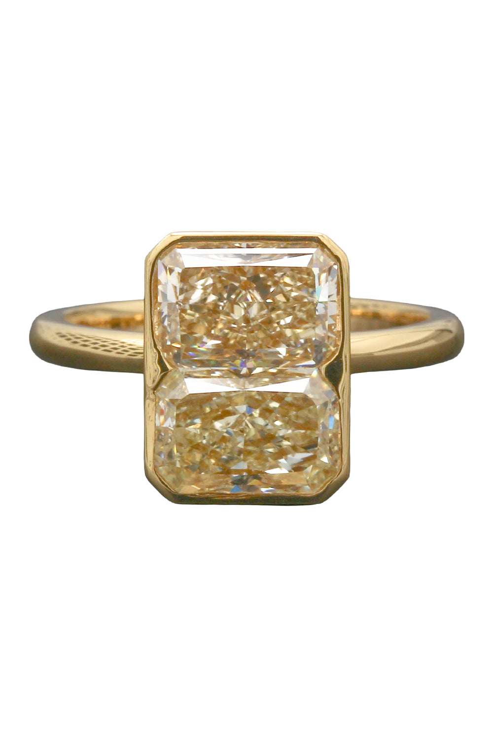 Yellow Diamond Radiant Double Solitaire Ring