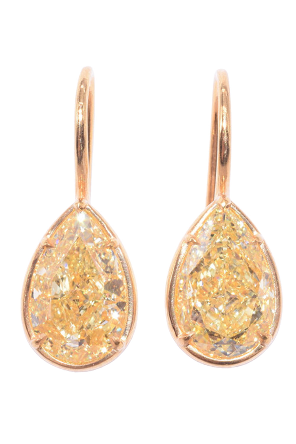 Yellow Diamond Pear Drop Earrings