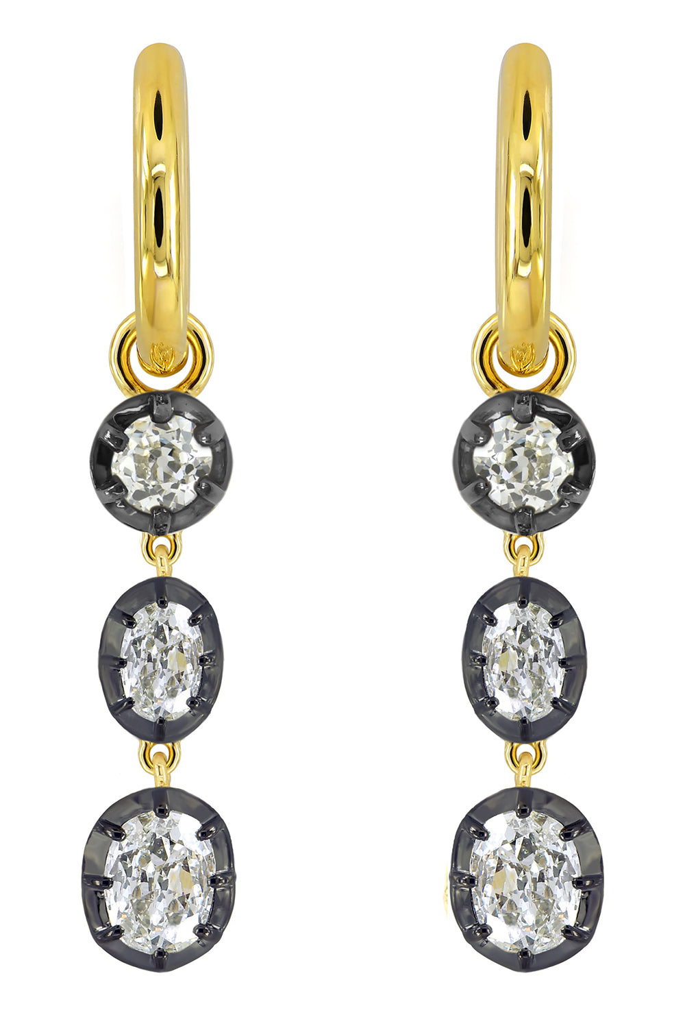 Diamond Three Drop Earrings