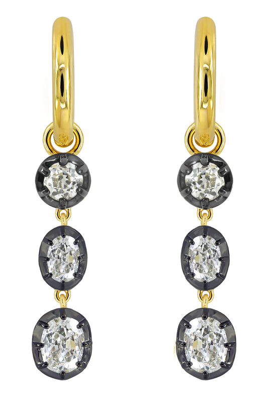 Diamond Three Drop Earrings