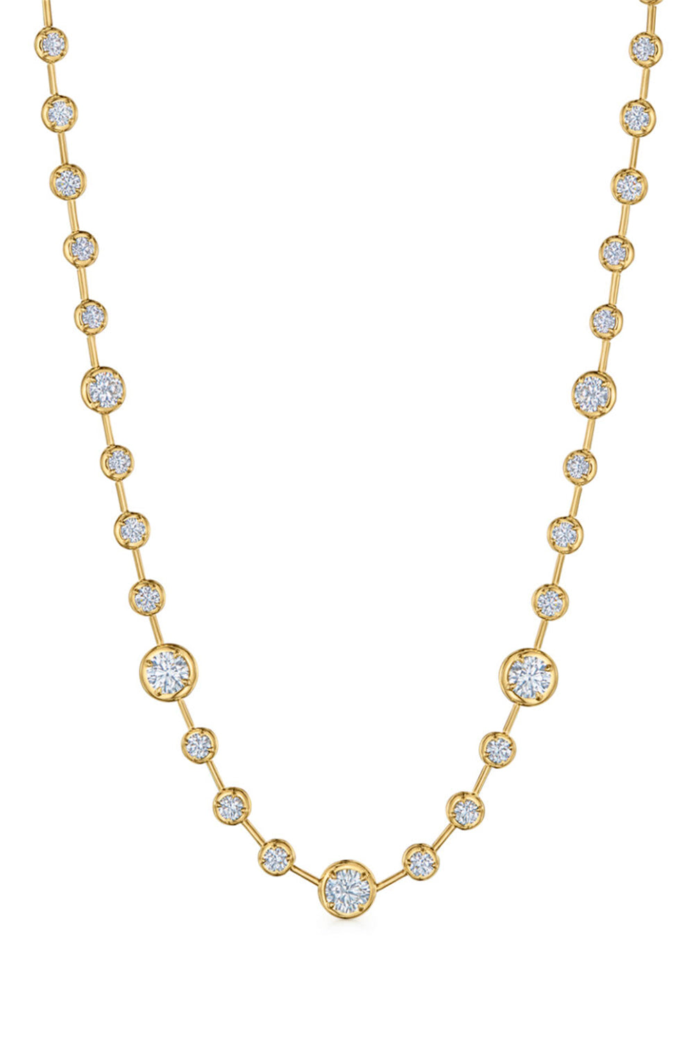 Diamond Alternating Starry Night Necklace - Yellow Gold
