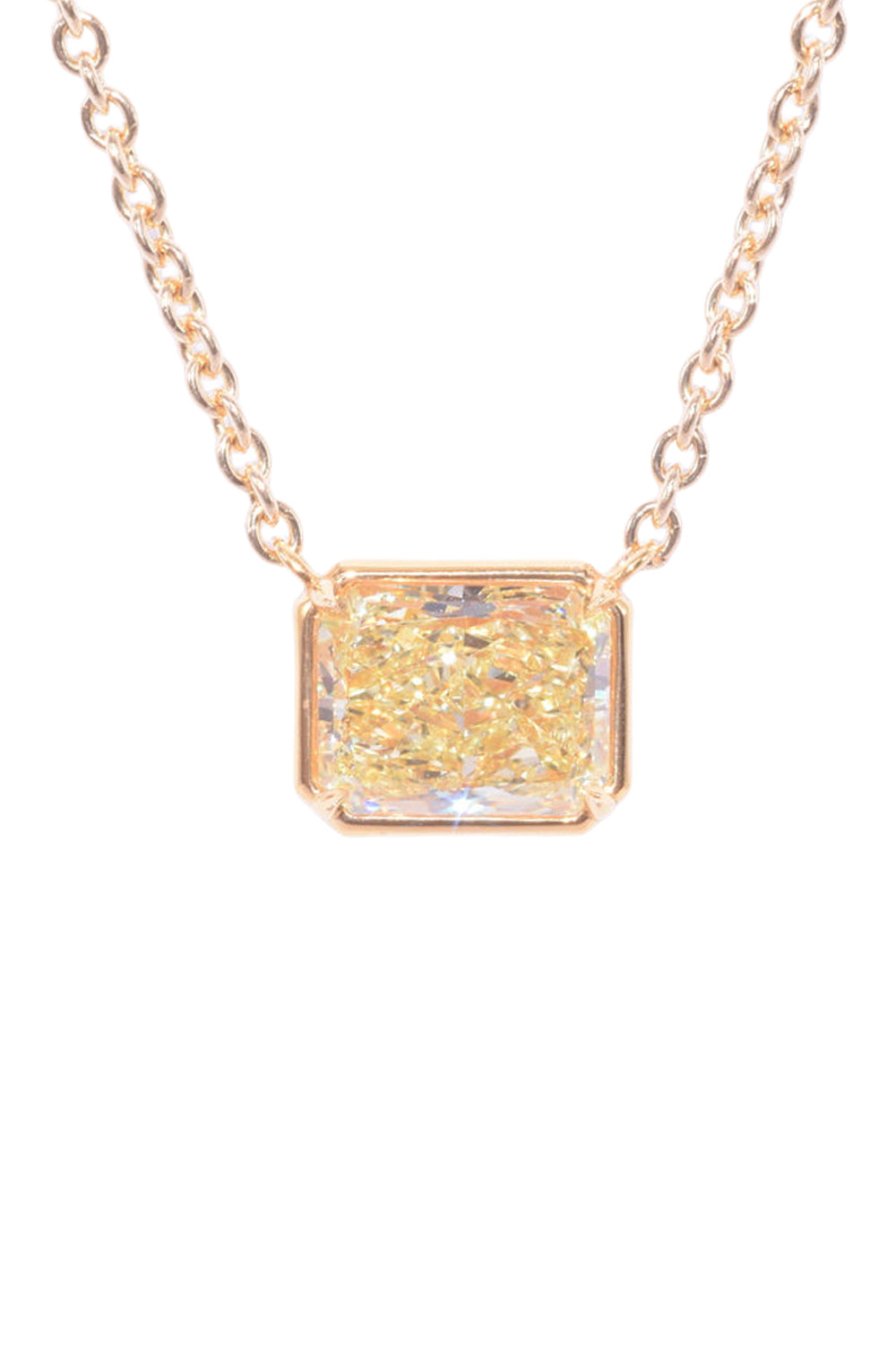 Yellow Diamond Radiant Solitaire Pendant Necklace