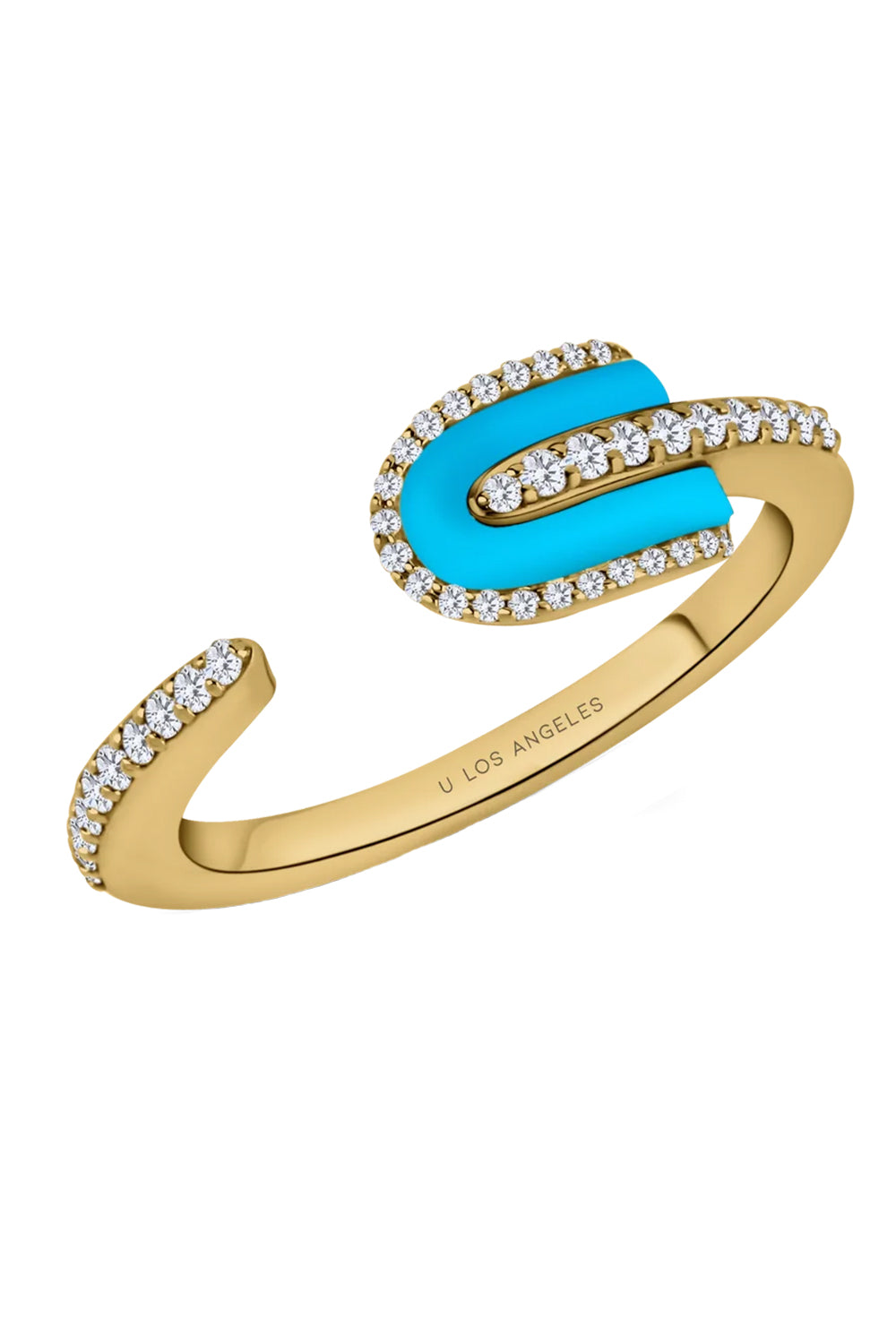 Diamond Turquoise U Solo Open Ring