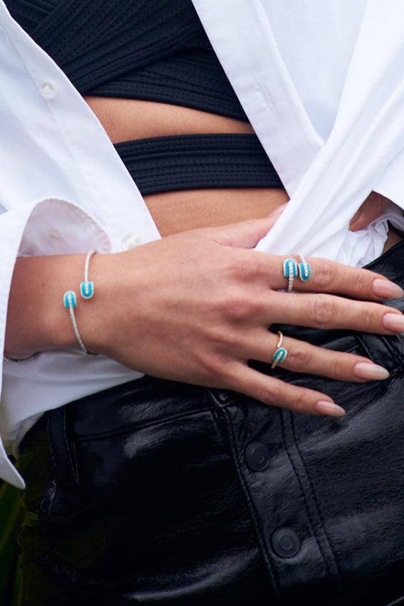 Diamond Turquoise U Duo Maxi Ring