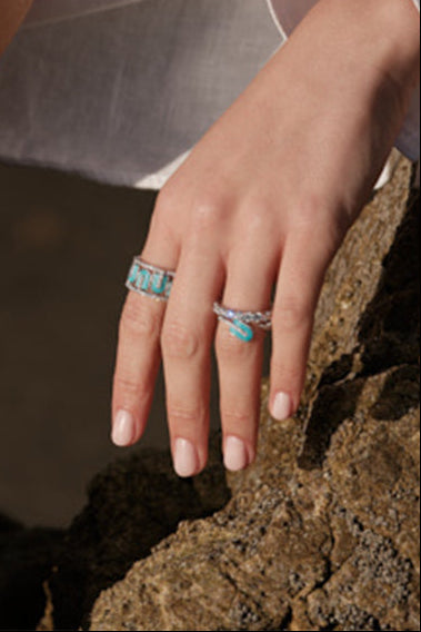 Diamond Turquoise U Solo Twsited Ring