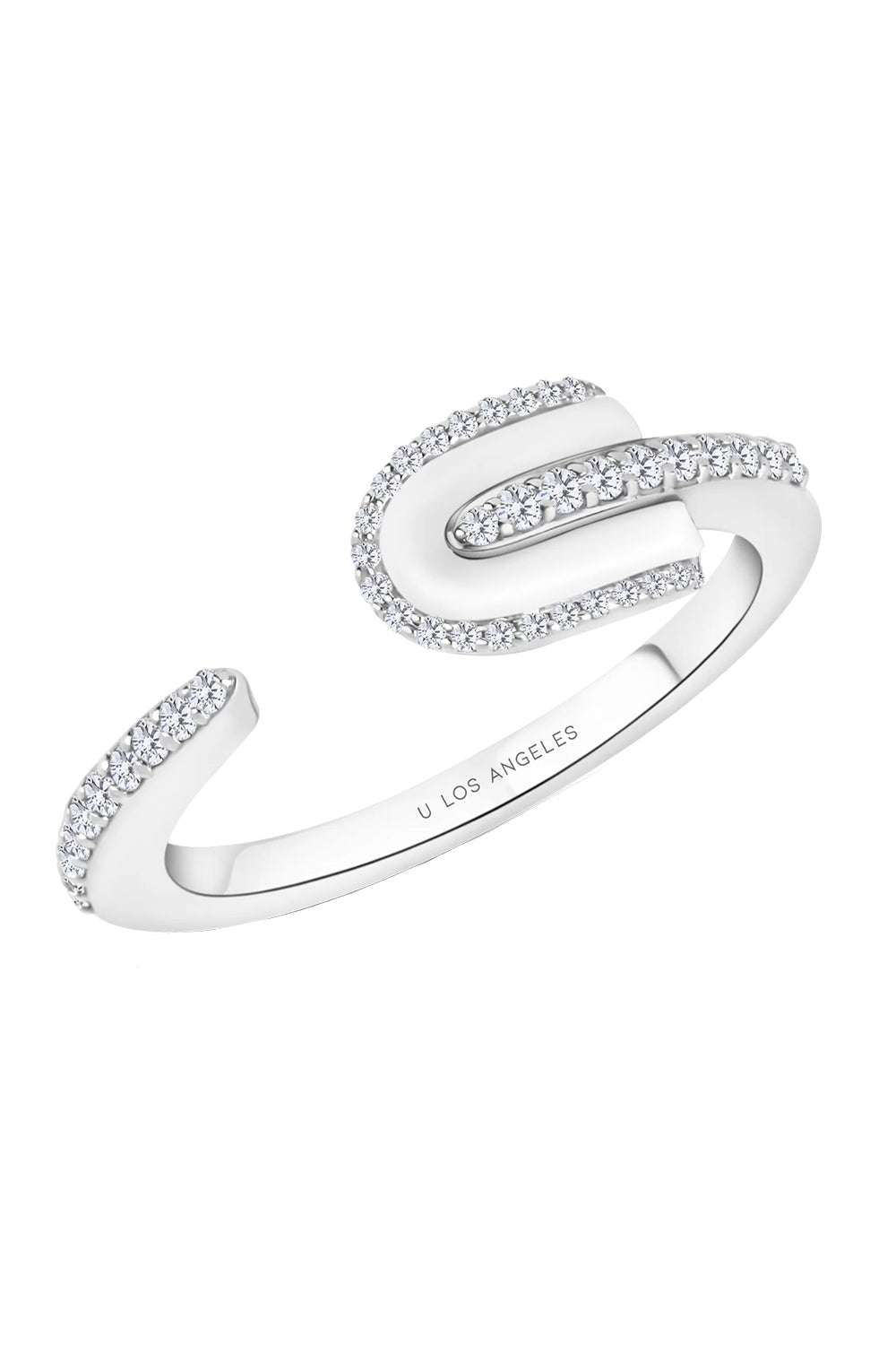 Diamond White Quartz U Solo Open Ring