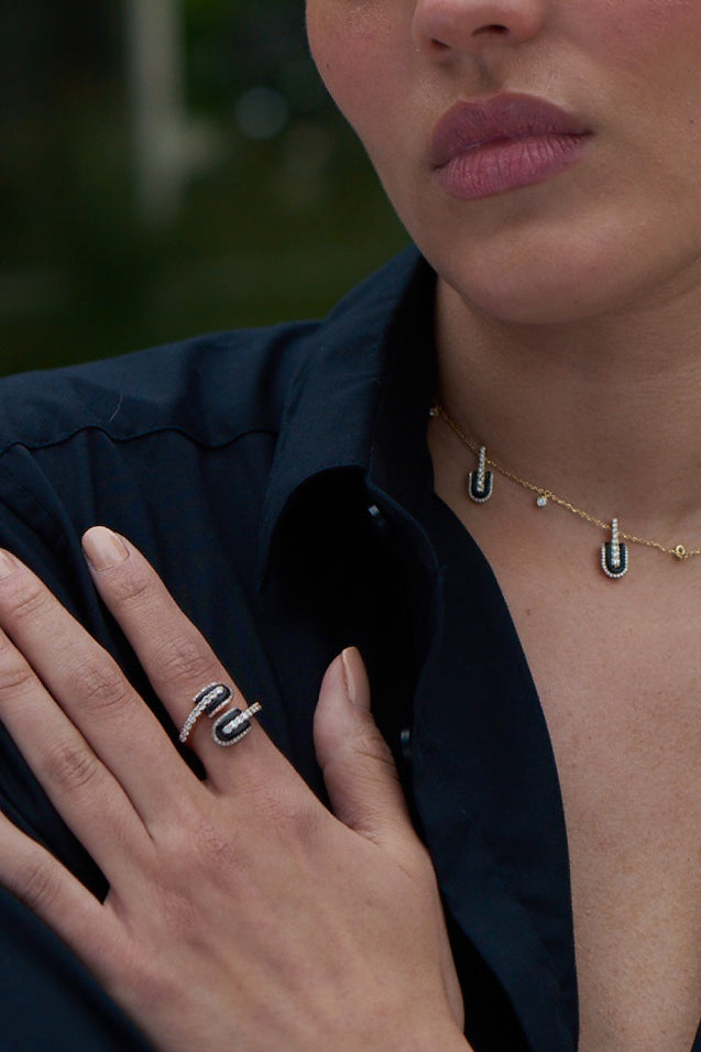 Diamond Onyx U Duo Maxi Ring