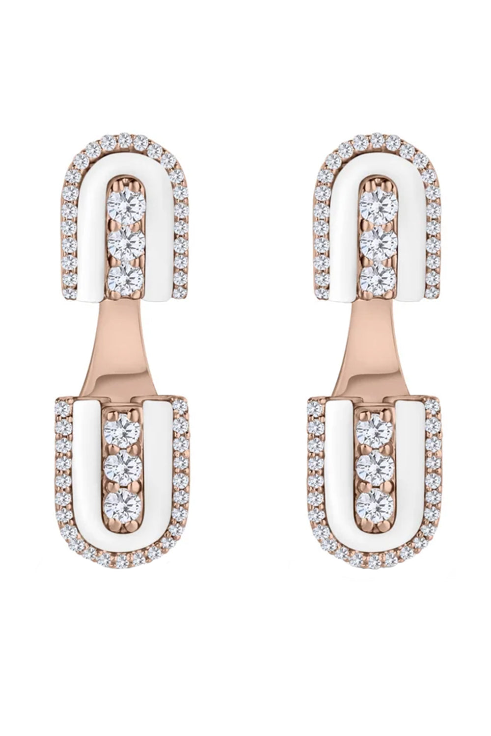 Diamond White Quartz U Floating Stud Earrings