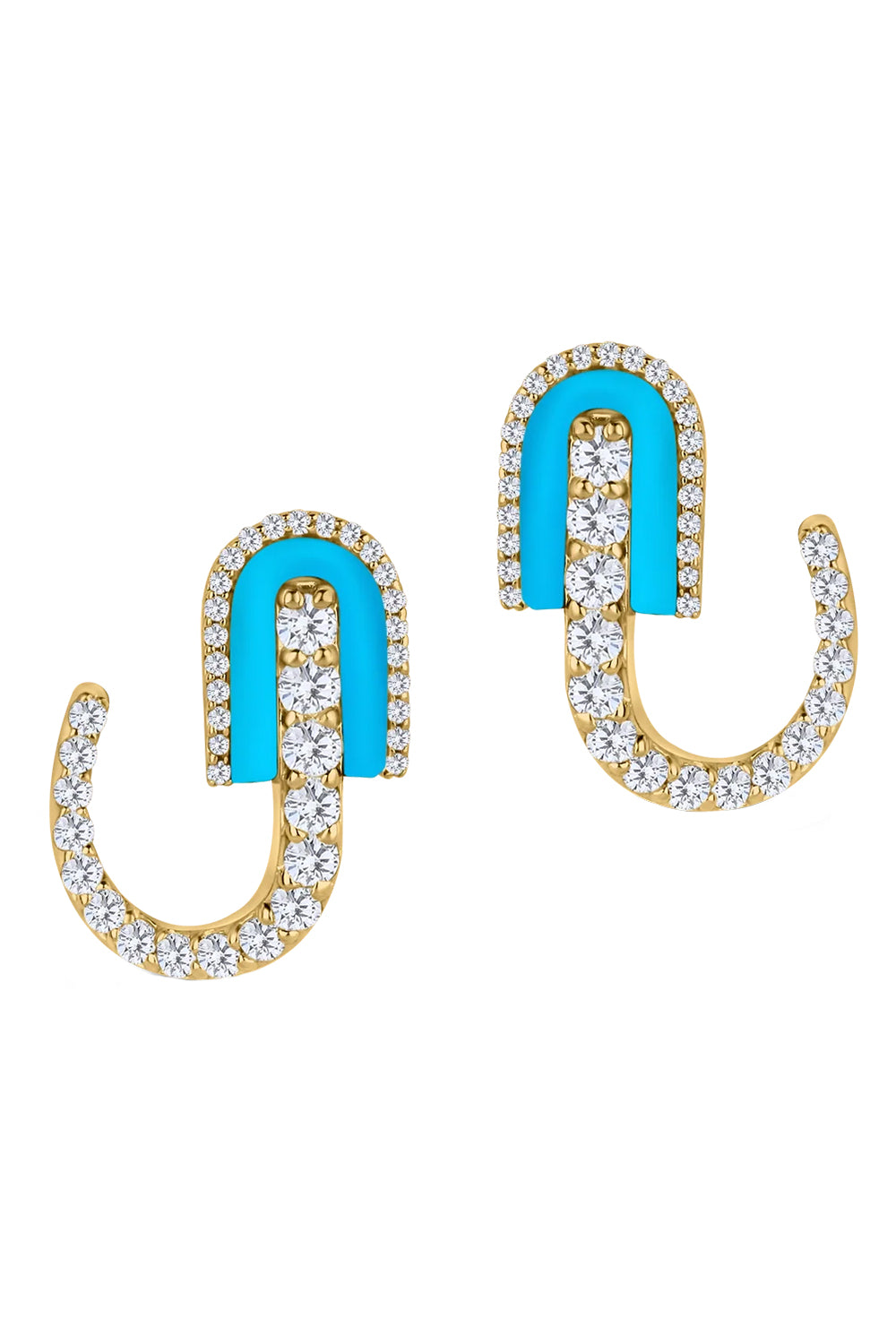 Diamond Turquoise U Huggie Earrings