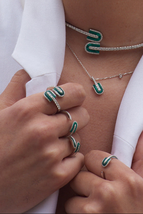 Diamond Malachite U Duo Maxi Ring