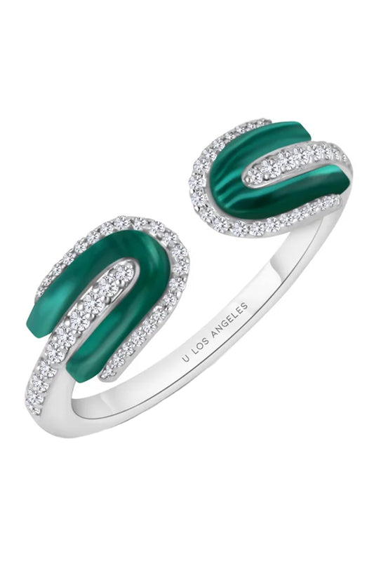 Diamond Malachite U Duo Open Ring