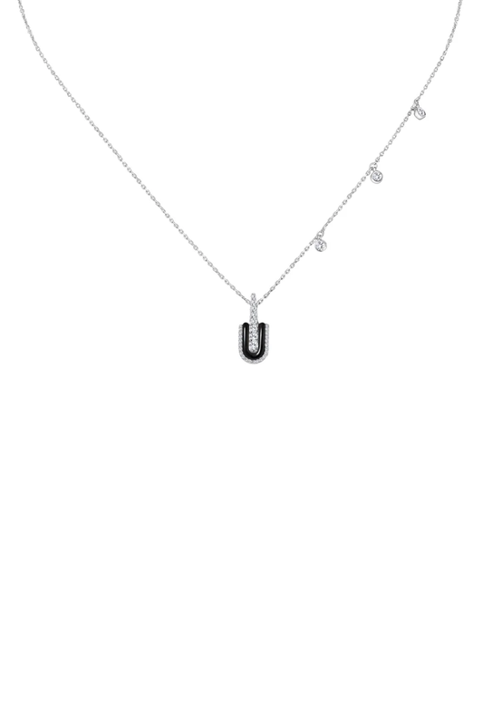 Diamond Onyx U Solo Charm Necklace