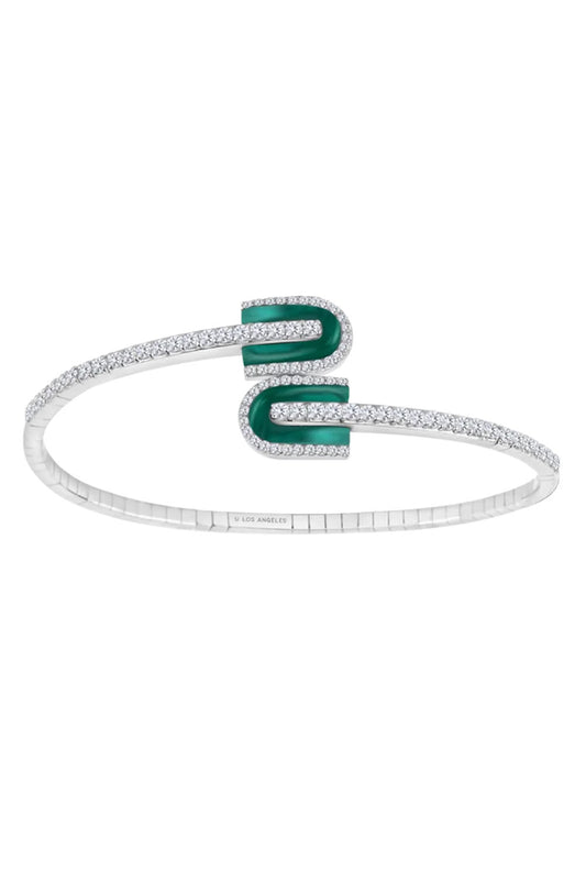 Diamond Malachite U Mini Duo Bangle Bracelet