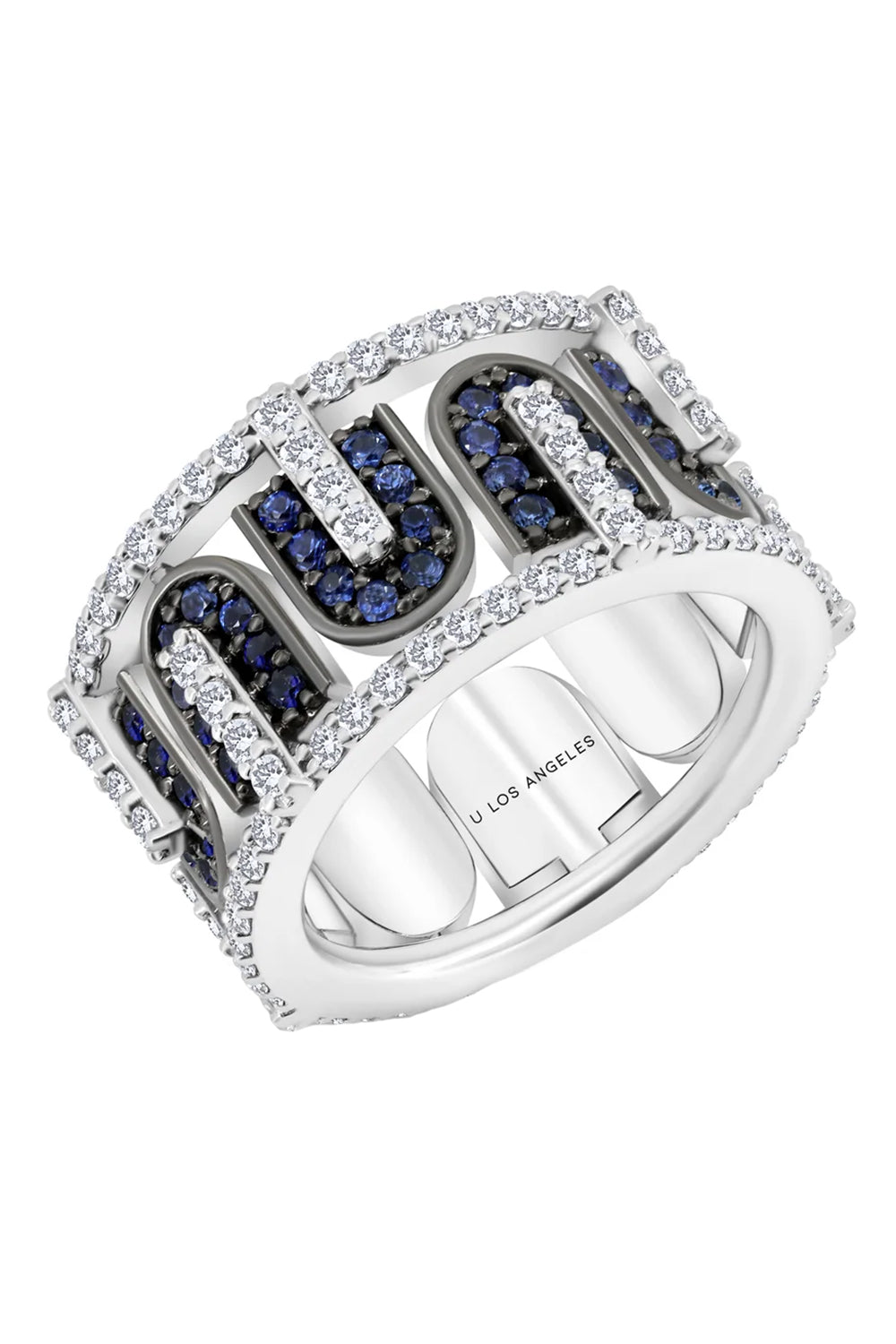 Diamond Blue Sapphire U Band Ring