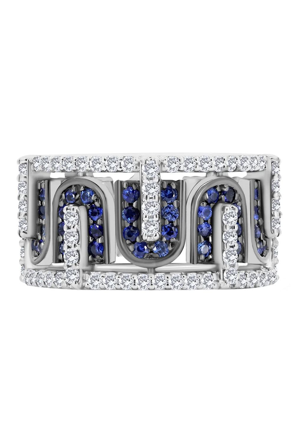 Diamond Blue Sapphire U Band Ring
