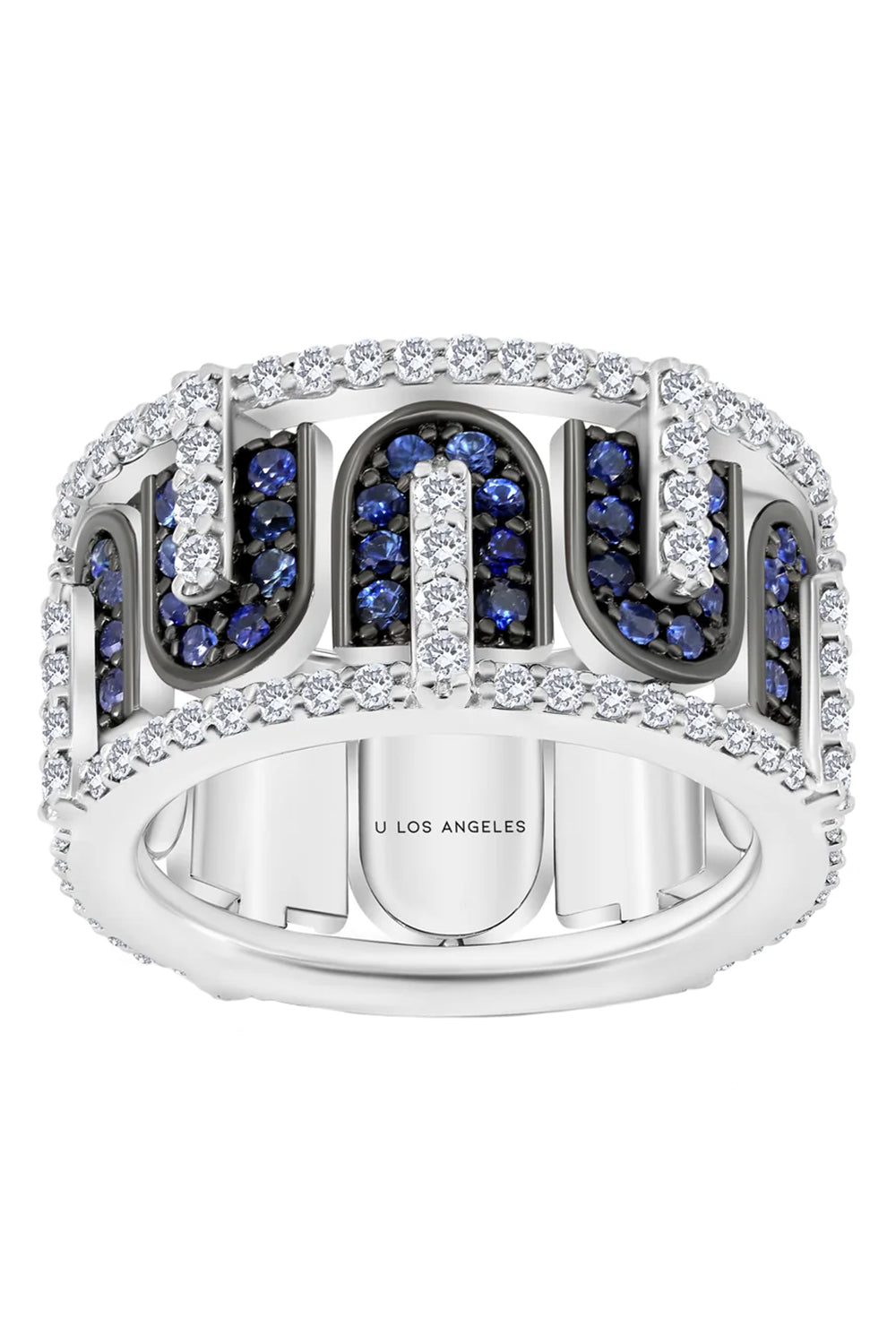 Diamond Blue Sapphire U Band Ring