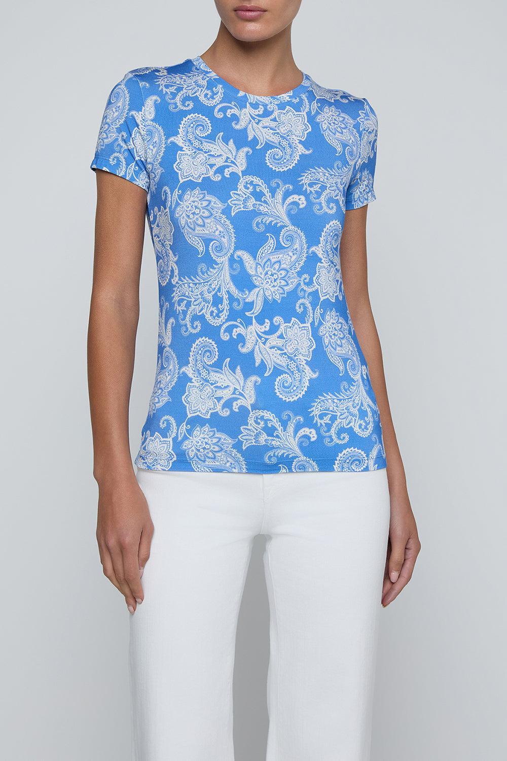 Ressi Tee - Regatta Blue Paisley-BLUE-XS-CLOTHINGTOPT-SHIRT-L'AGENCE