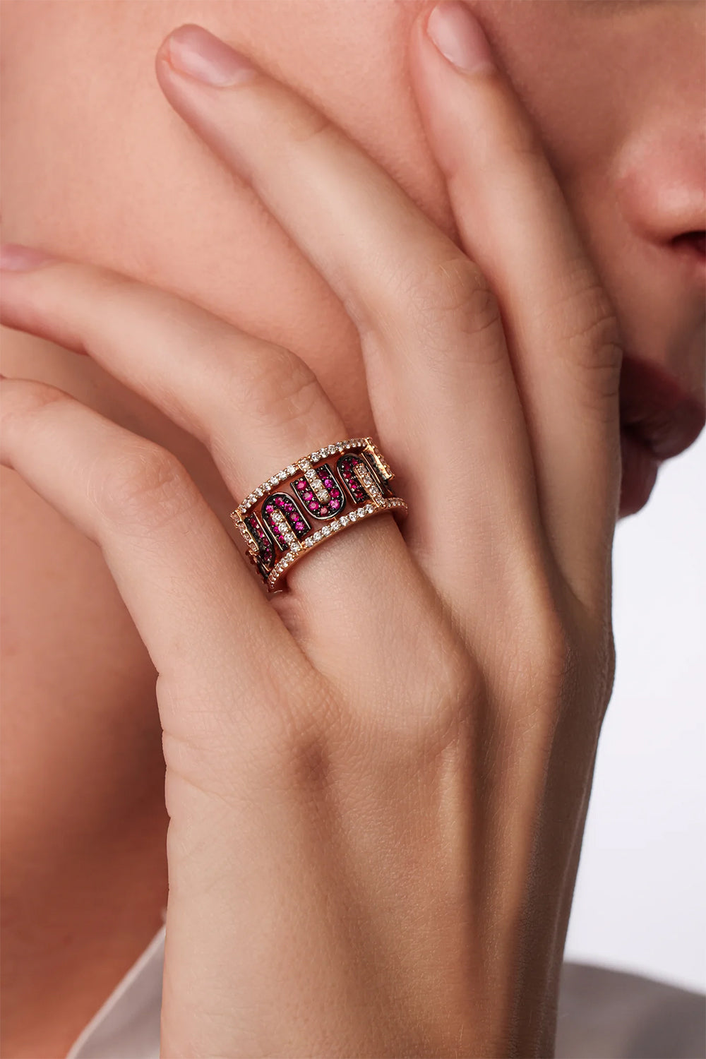 Diamond Ruby U Band Ring