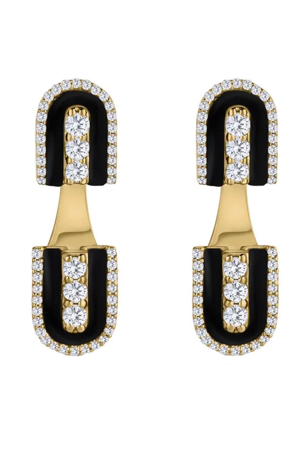 Diamond Onyx U Floating Earrings