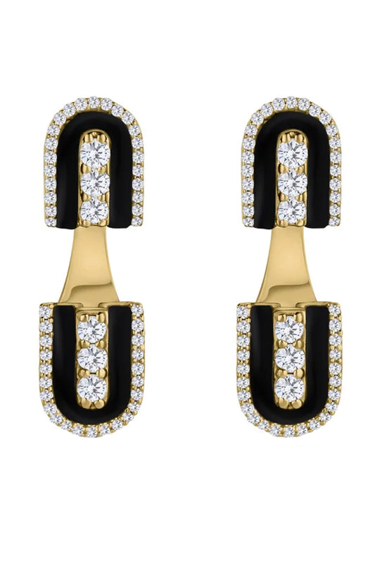 Diamond Onyx U Floating Earrings