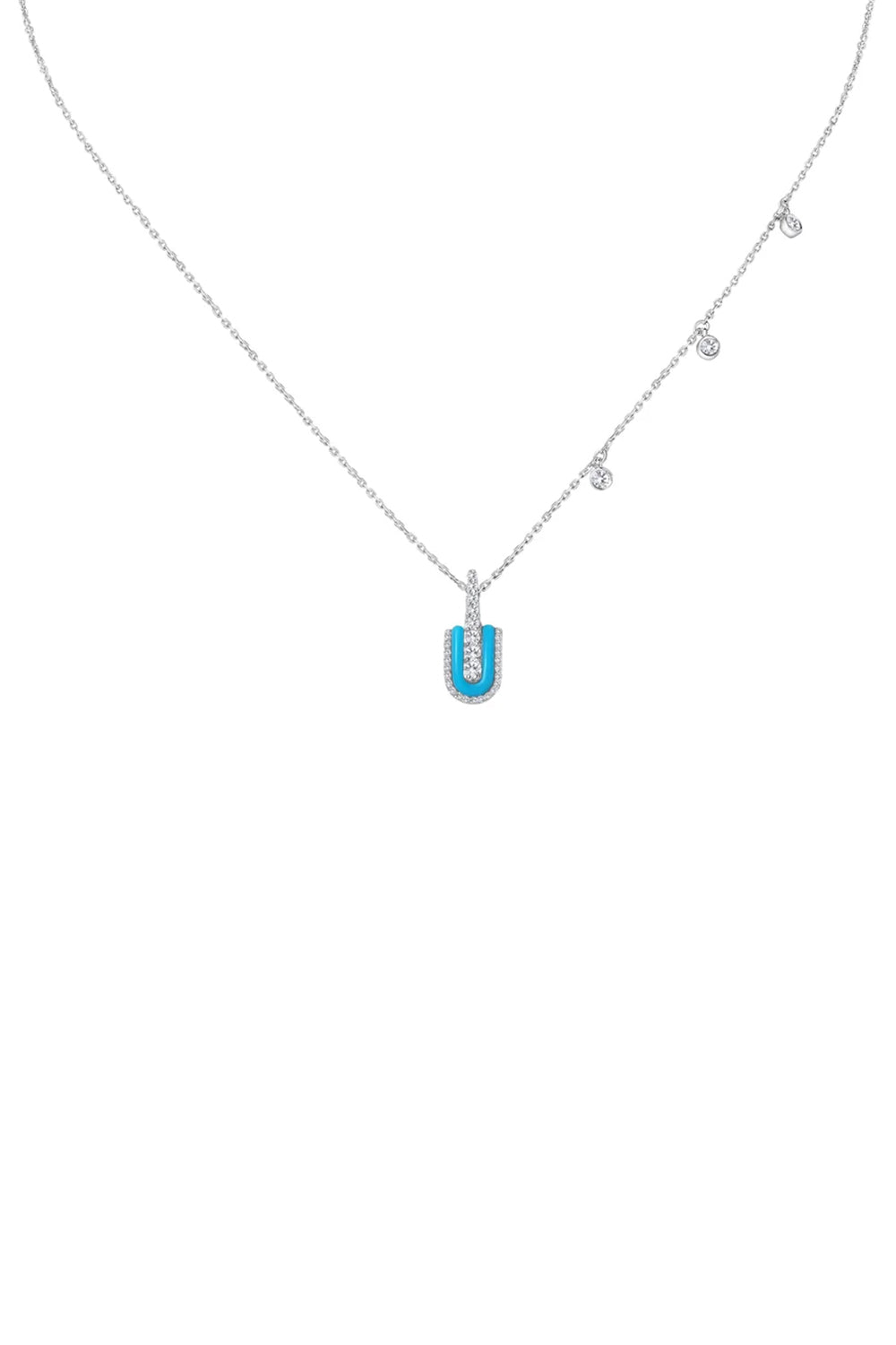 Diamond Turquoise U Solo Charm Necklace