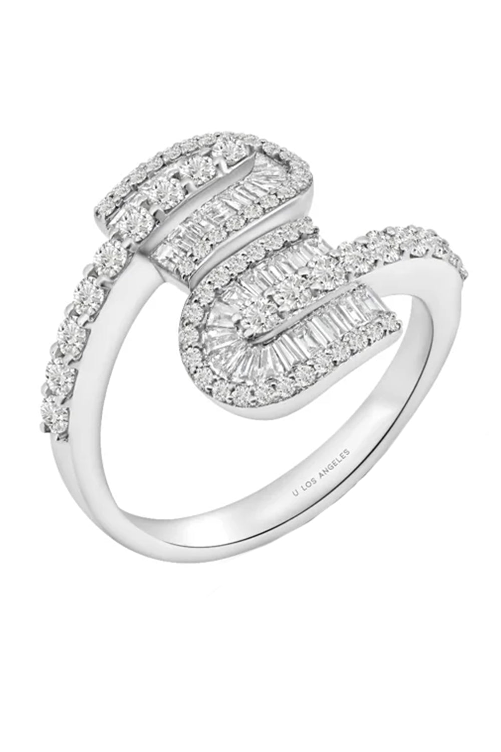 Diamond Baguette U Duo Maxi Ring - White Gold
