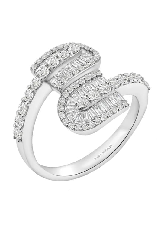 Diamond Baguette U Duo Maxi Ring - White Gold