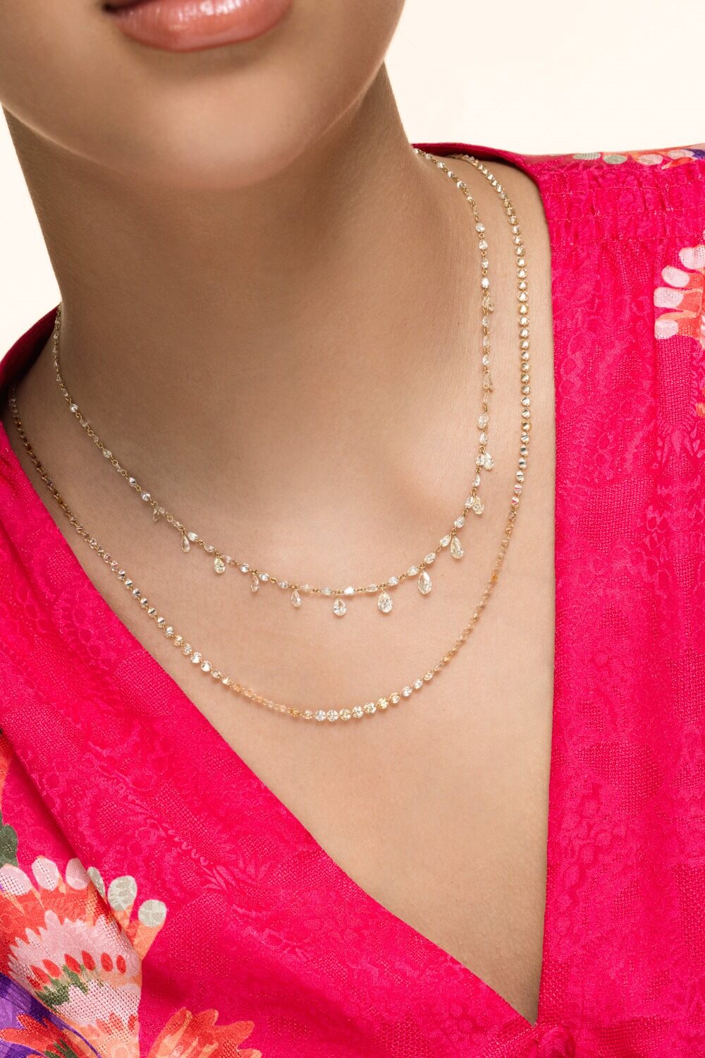 Diamond Full Cut Pear Drilled Necklace-YELLOW GOLD-18-JEWELRYFINE JEWELNECKLACE O-COOMI