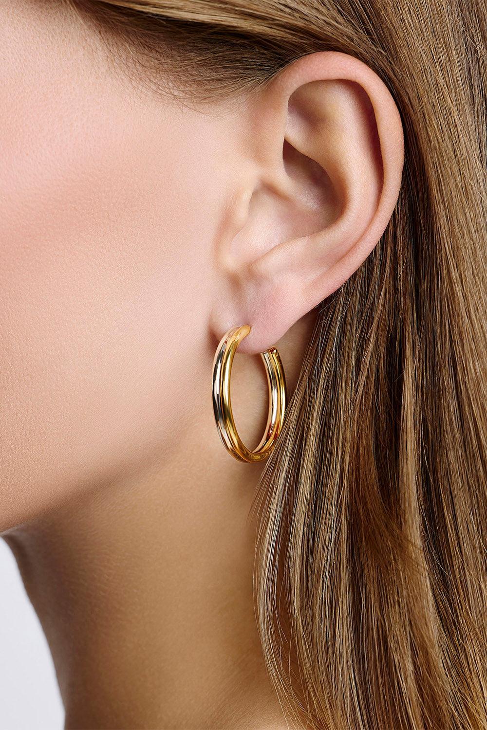 Two-Tone Thread Mini Hoop Earrings - 1in-SLVR YLW-JEWELRYBOUTIQUEEARRING-JENNIFER FISHER