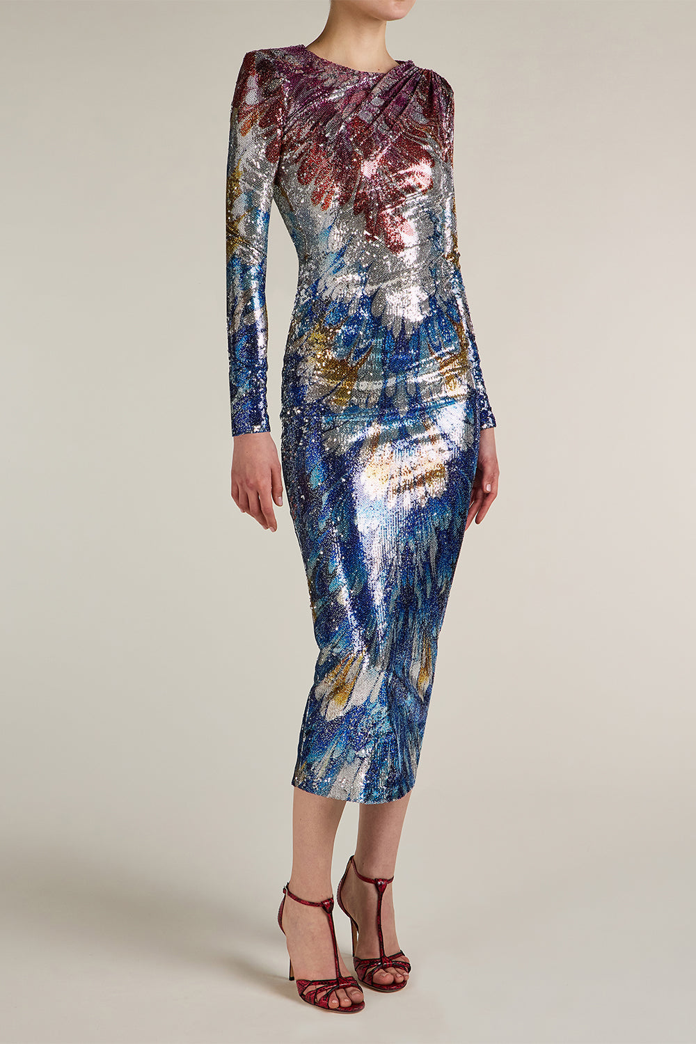Lico Sequin Long Sleeve Midi Dress