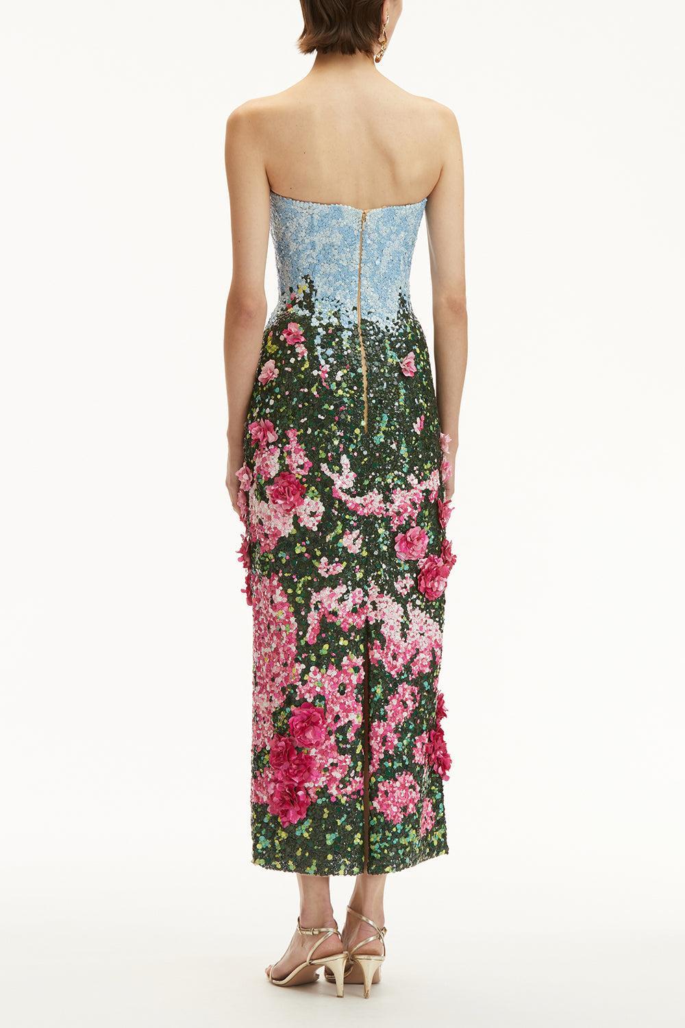 english embroidered strapless dress English Factory