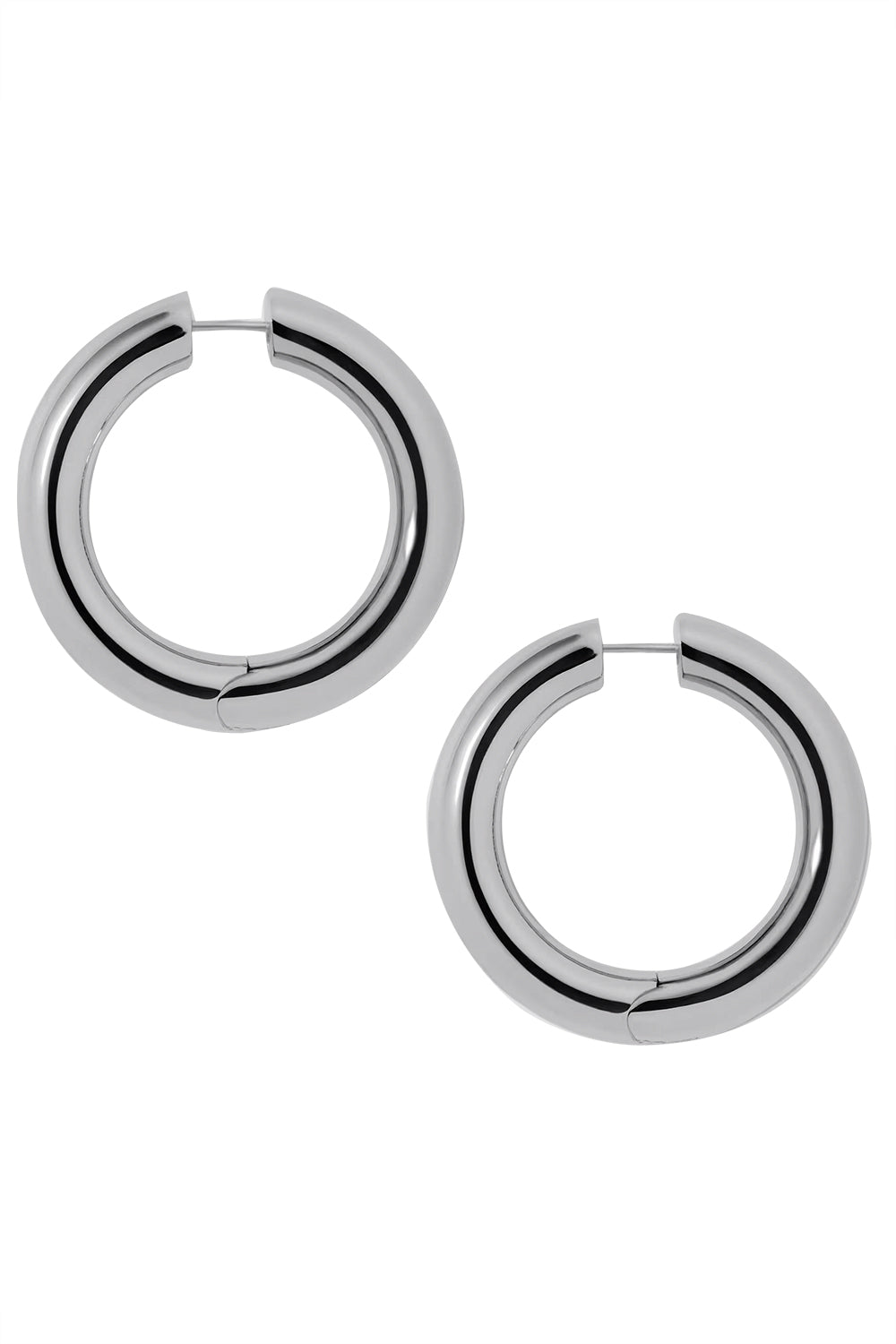 Mini Samira Hinged Hoop Earrings - Silver - 1in