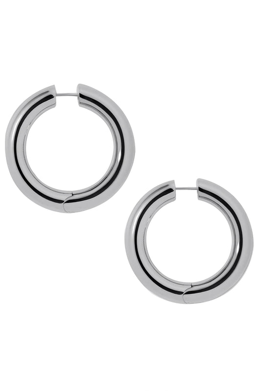 Mini Samira Hinged Hoop Earrings - Silver - 1in