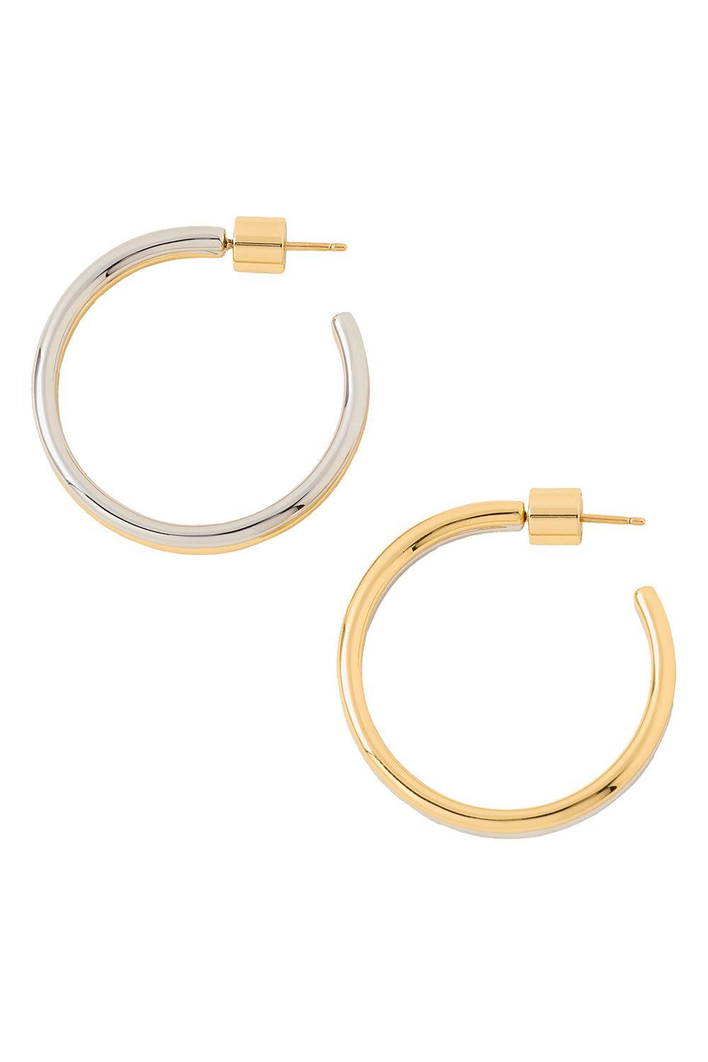 Two-Tone Thread Mini Hoop Earrings - 1in-SLVR YLW-JEWELRYBOUTIQUEEARRING-JENNIFER FISHER