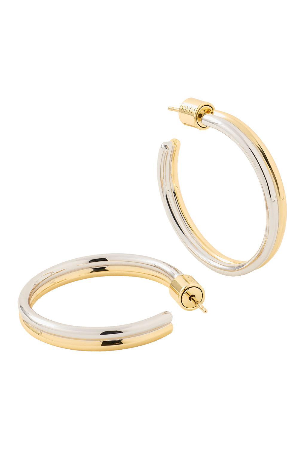 Two-Tone Thread Mini Hoop Earrings - 1in-SLVR YLW-JEWELRYBOUTIQUEEARRING-JENNIFER FISHER