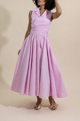 Draped Midi Dress-PINK-36-CLOTHINGDRESSCASUAL-PATOU
