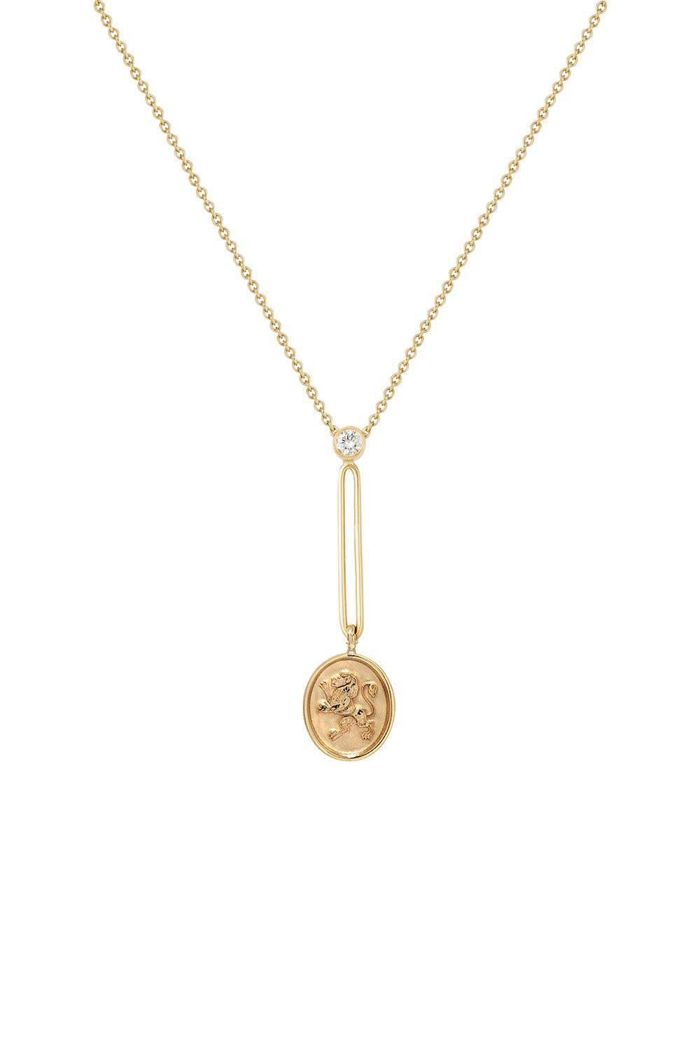 Fantasy Motif Lion Pendant Necklace-YELLOW GOLD-18-JEWELRYFINE JEWELNECKLACE O-RETROUVAI