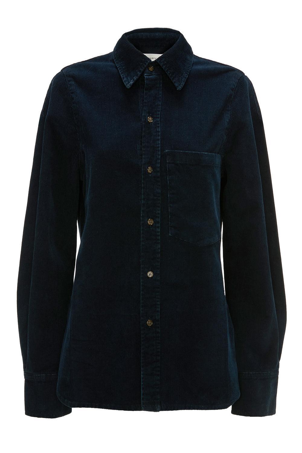 Shoulder Detail Slim Shirt-INDGGRDY-0-CLOTHINGTOPBLOUSE-VICTORIA BECKHAM