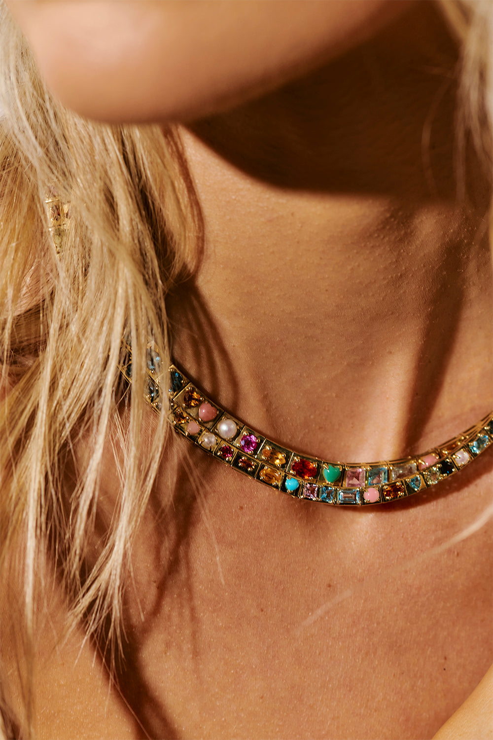 Multistone Leggo Necklace - Yellow Gold