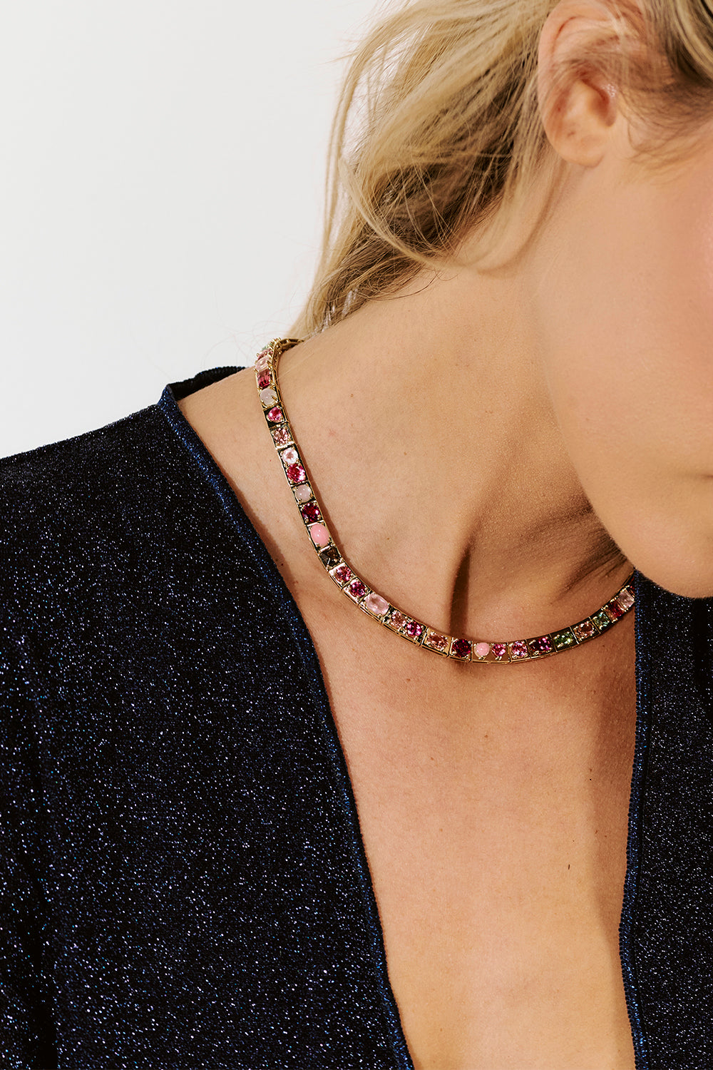 Pink Multistone Leggo Necklace