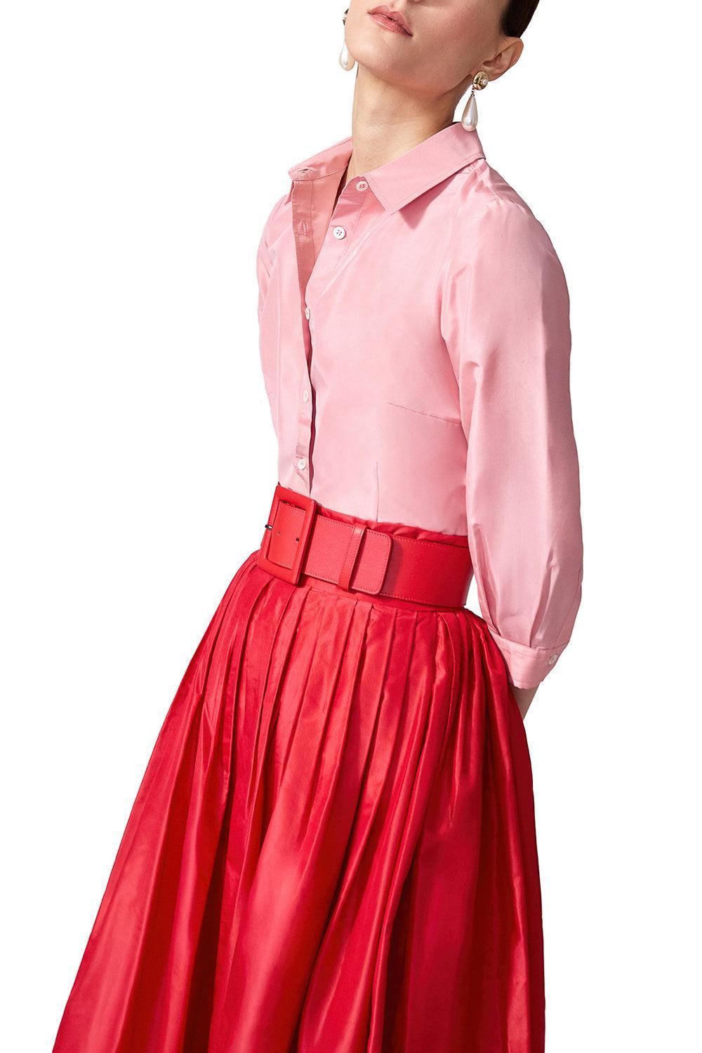 Taffeta Shirt - Blush-BLUSH-0-CLOTHINGTOPBLOUSE-CAROLINA HERRERA