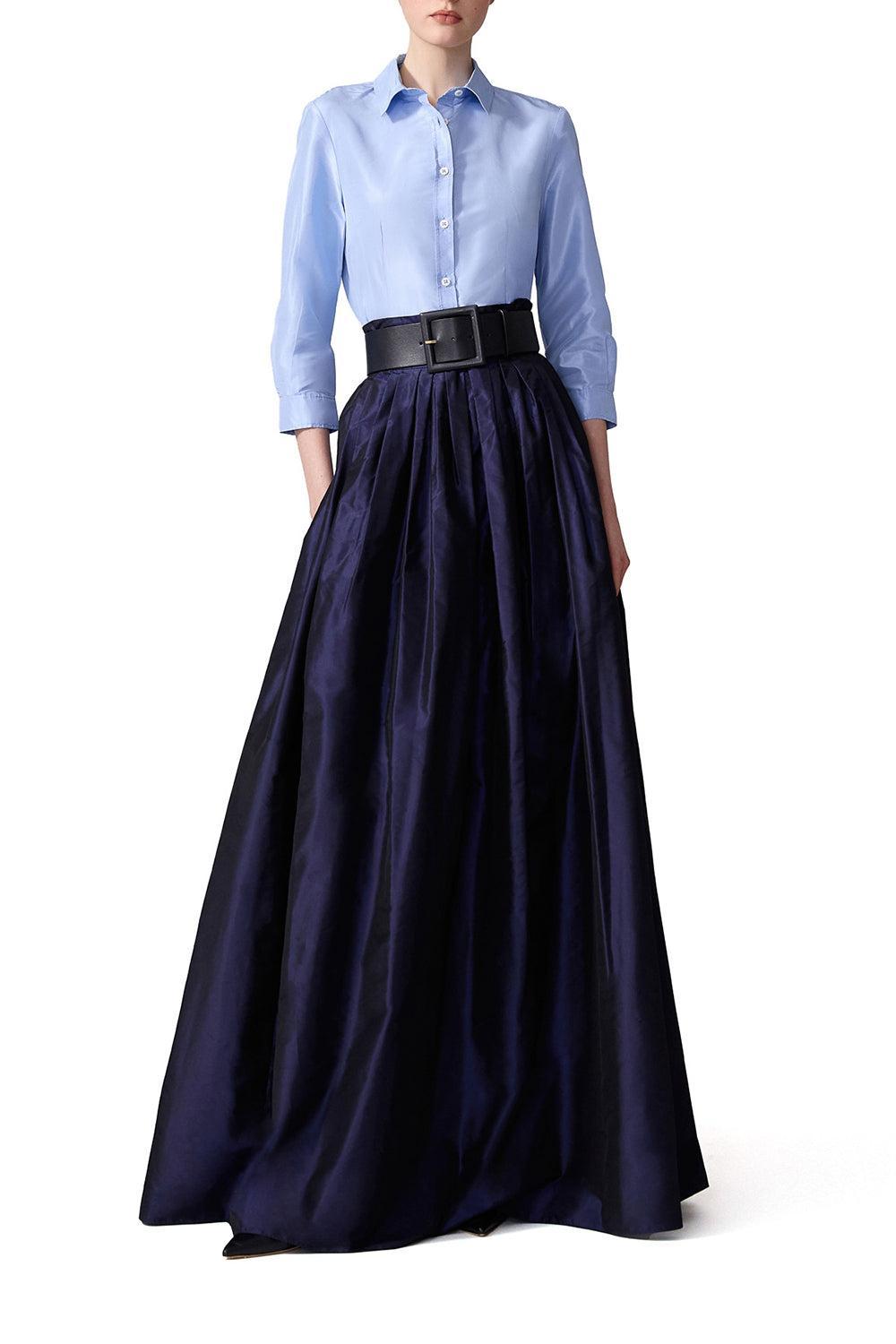 Taffeta Shirt - Sky Blue-SKY BLUE-2-CLOTHINGTOPBLOUSE-CAROLINA HERRERA